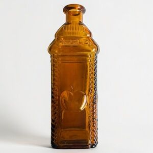Vintage Wheaton Berrings Embossed Amber Glass Apple Bitters Bottle 11” Tall